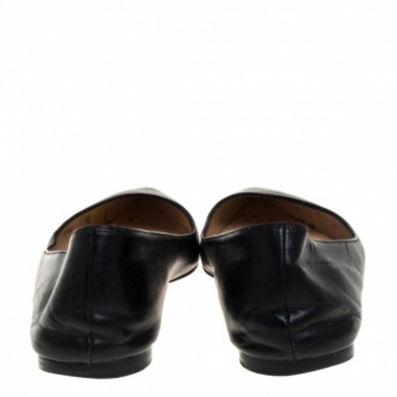 Christian Louboutin Black Leather Ballalla Pointed Toe Flats Size 37 For Sale 2