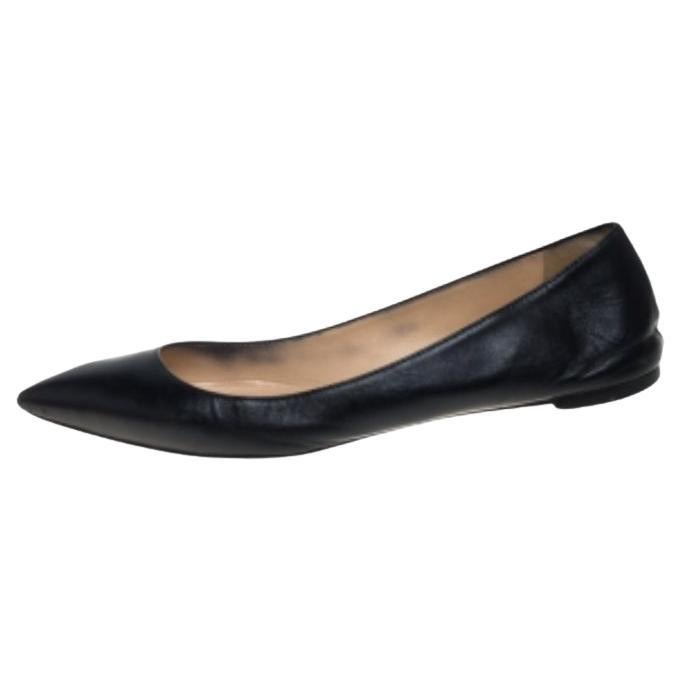 Christian Louboutin Black Leather Ballalla Pointed Toe Flats Size 37 For Sale