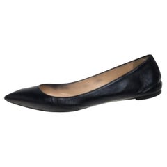 Christian Louboutin Black Leather Ballalla Pointed Toe Flats Size 37