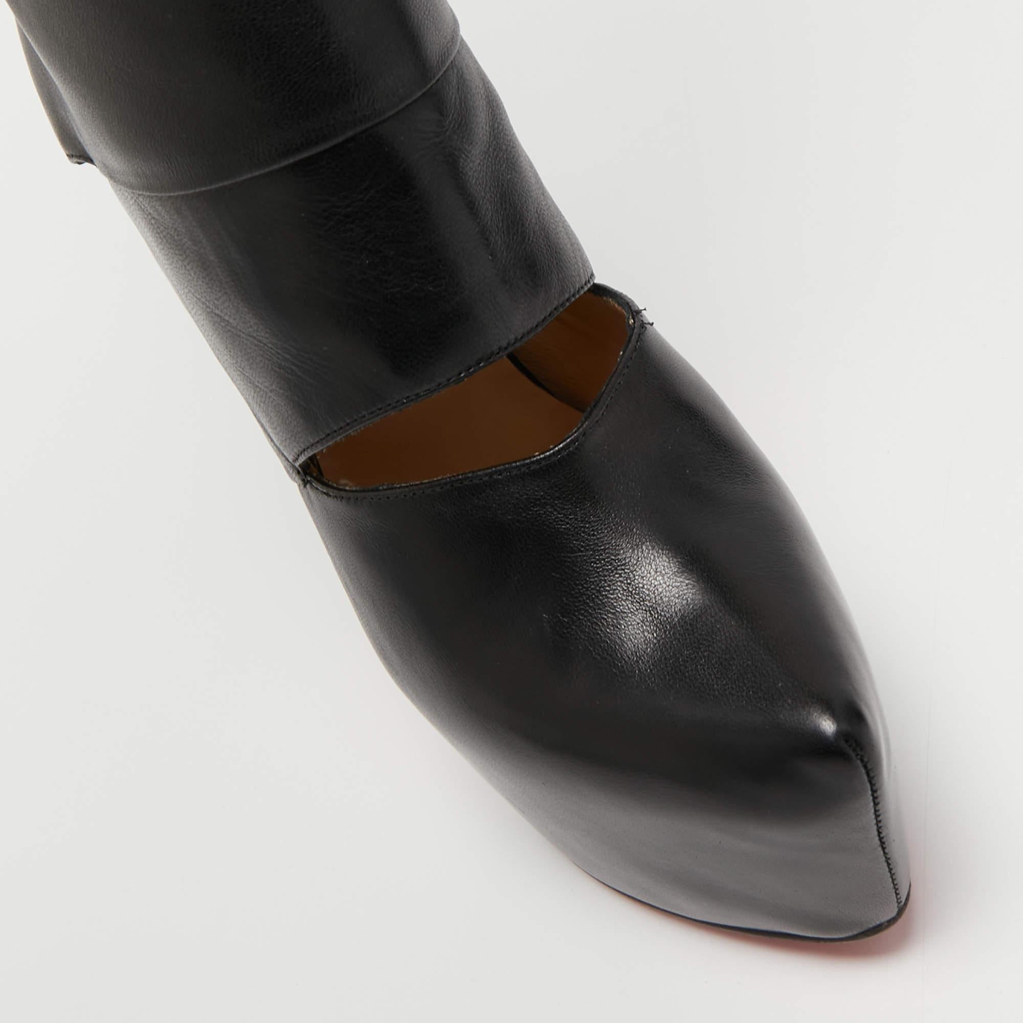 Christian Louboutin Black Leather Bandita Platform Knee Length Boots Size 36.5 2