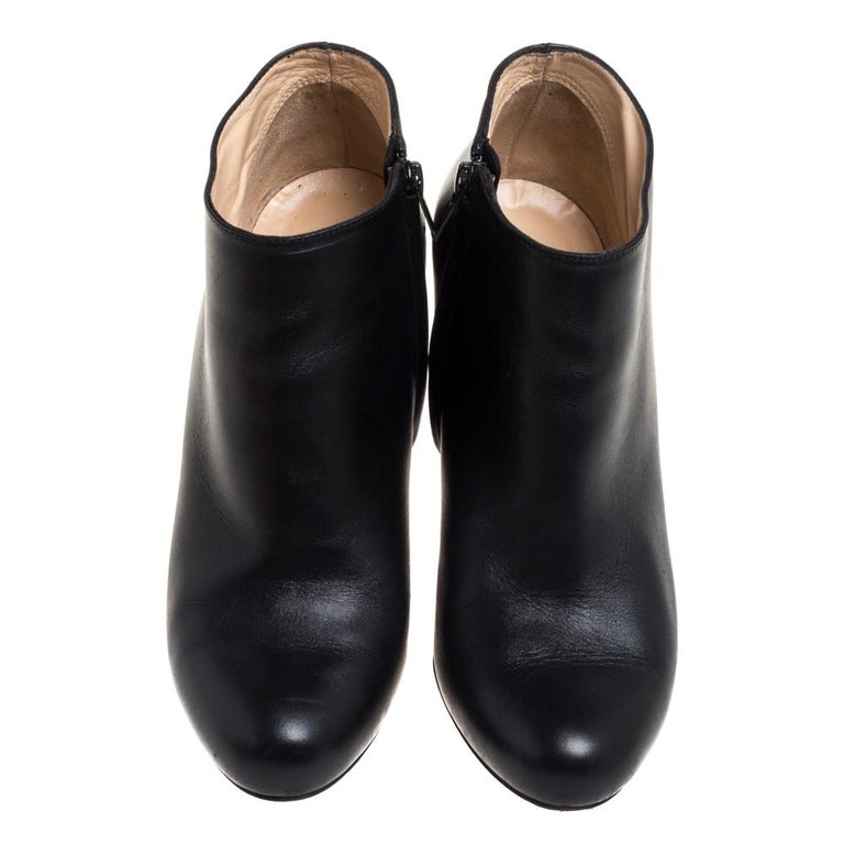 Christian Louboutin Black Leather Belle Ankle Booties Size 37 at 1stDibs