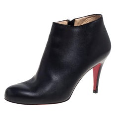 Christian Louboutin Black Leather Belle Ankle Booties Size 37
