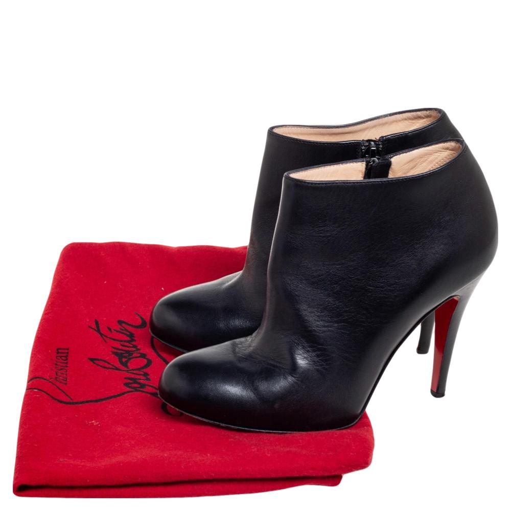 Christian Louboutin Black Leather Belle Ankle Boots Size 36.5 In Good Condition For Sale In Dubai, Al Qouz 2