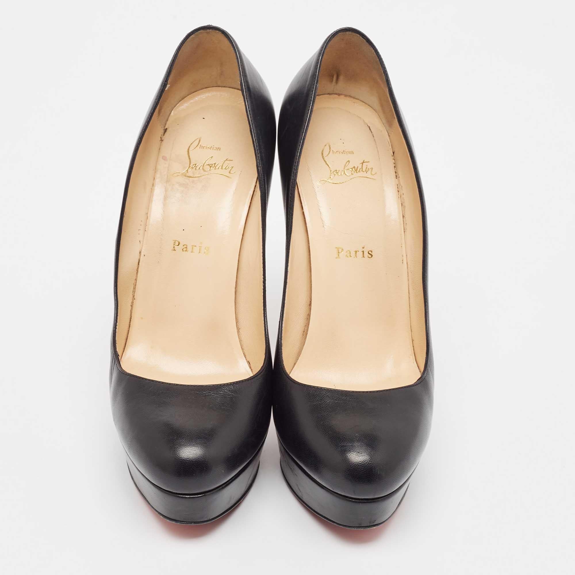 Christian Louboutin Bombas de plataforma Bianca de cuero negro 39,5 Negro