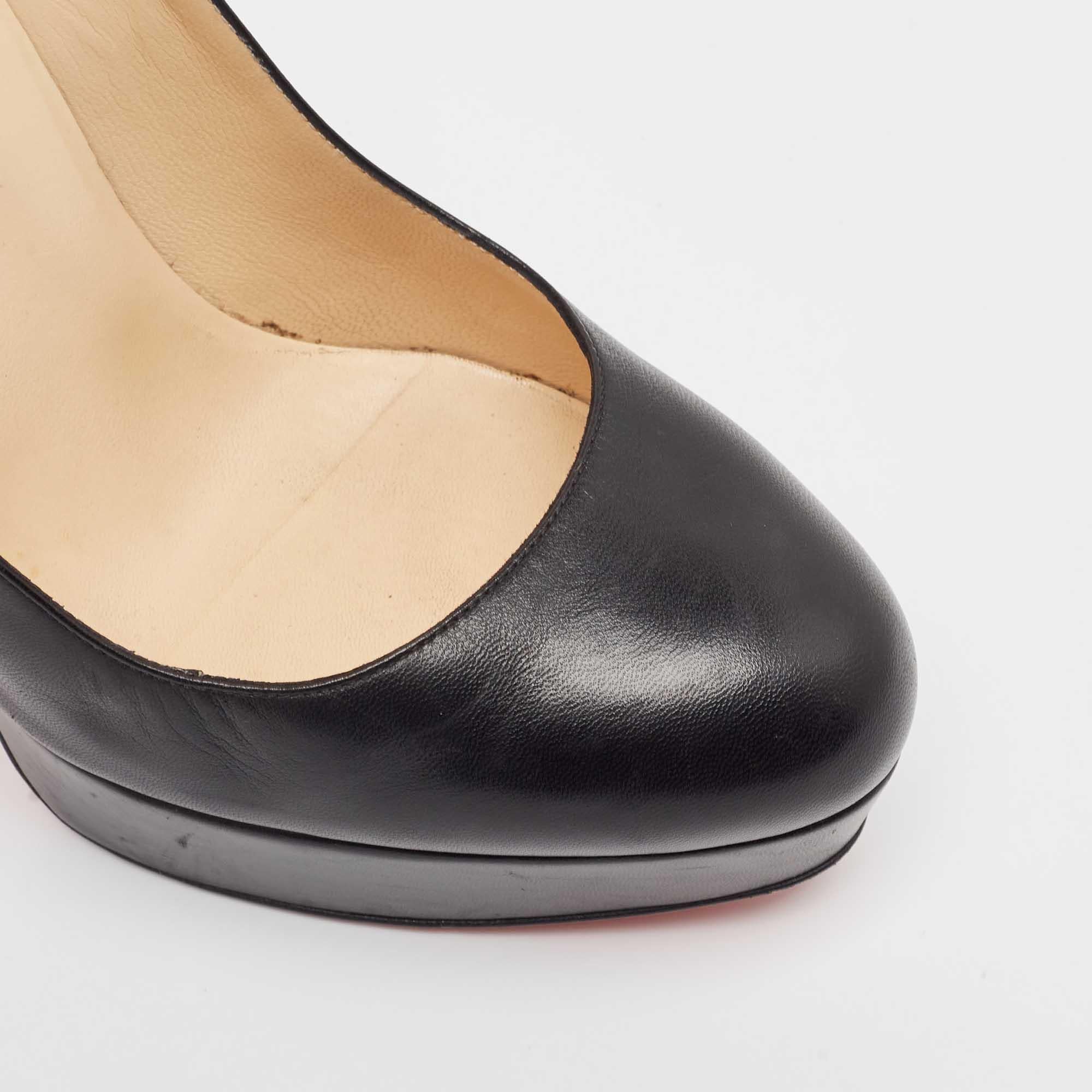 Christian Louboutin Bombas de plataforma Bianca de cuero negro 39,5 2