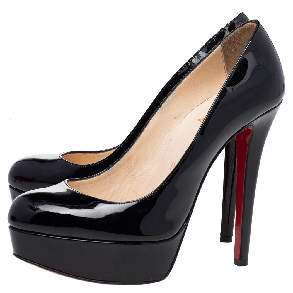 Christian Louboutin Black Leather Bianca Platform Pumps Size 36 In Good Condition In Dubai, Al Qouz 2
