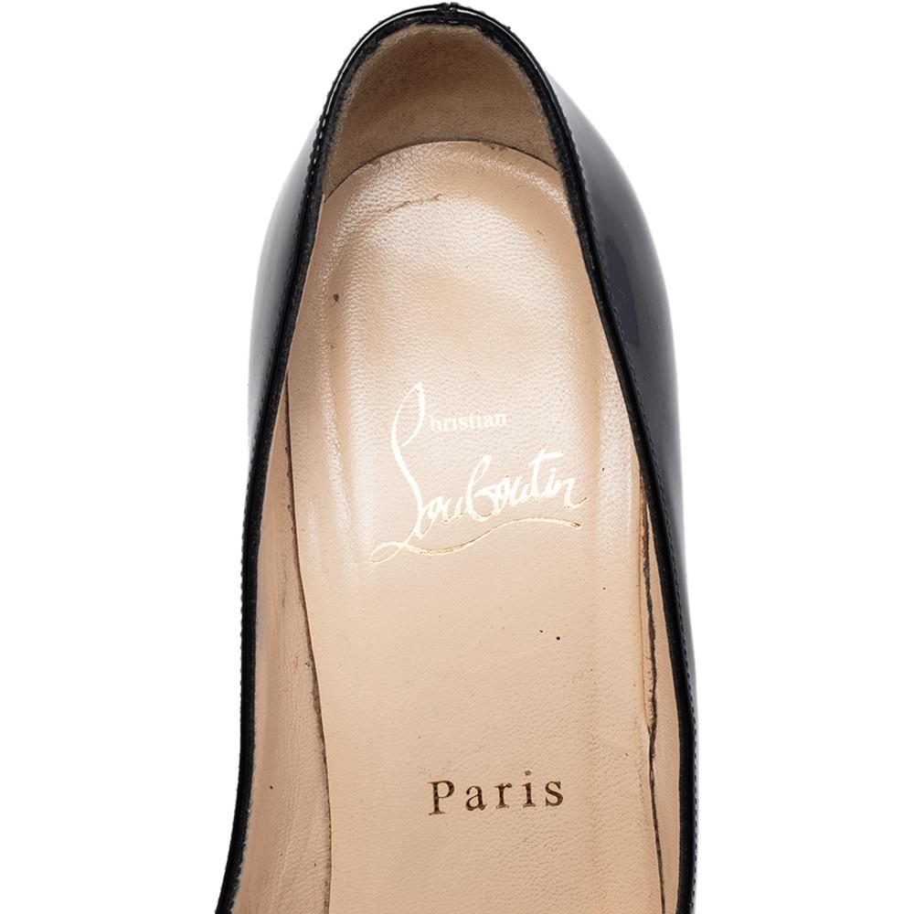 Women's Christian Louboutin Black Leather Bianca Platform Pumps Size 36