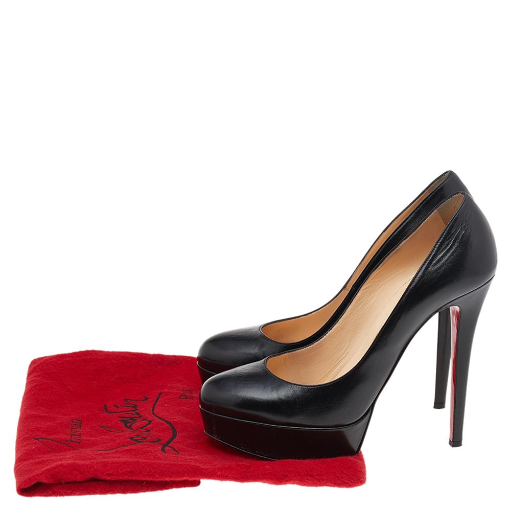 Christian Louboutin Black Leather Bianca Platform Pumps Size 38.5 For Sale 4