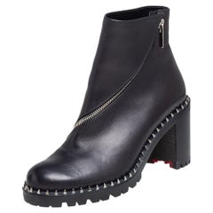 Christian Louboutin Black Leather Birgitta Ankle Boots Size 38.5