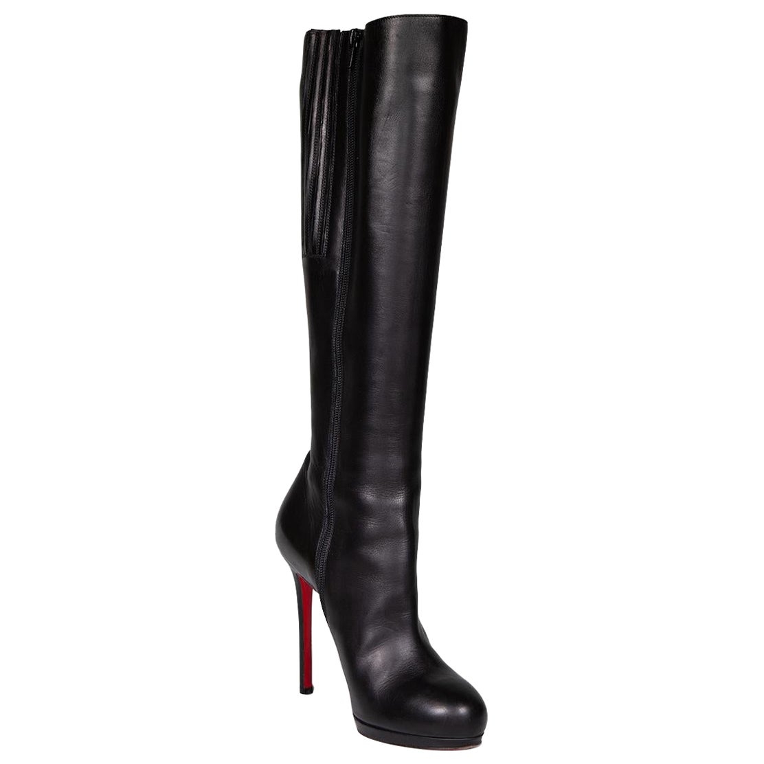 Christian Louboutin Black Leather Botalili Boots Size IT 40.5 im Angebot