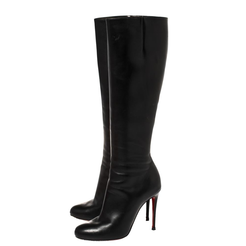 Christian Louboutin Black Leather Botalili Knee Length Boots Size 36 1