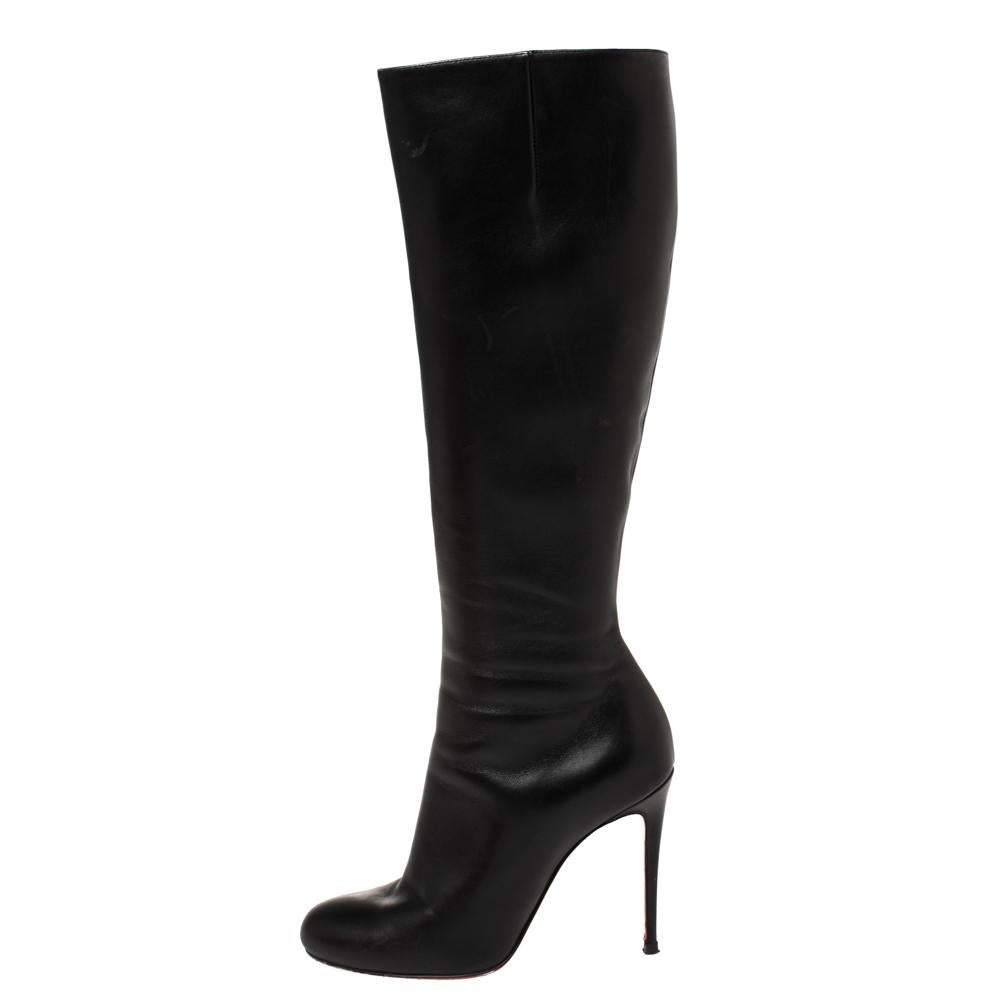 Christian Louboutin Black Leather Botalili Knee Length Boots Size 36 2