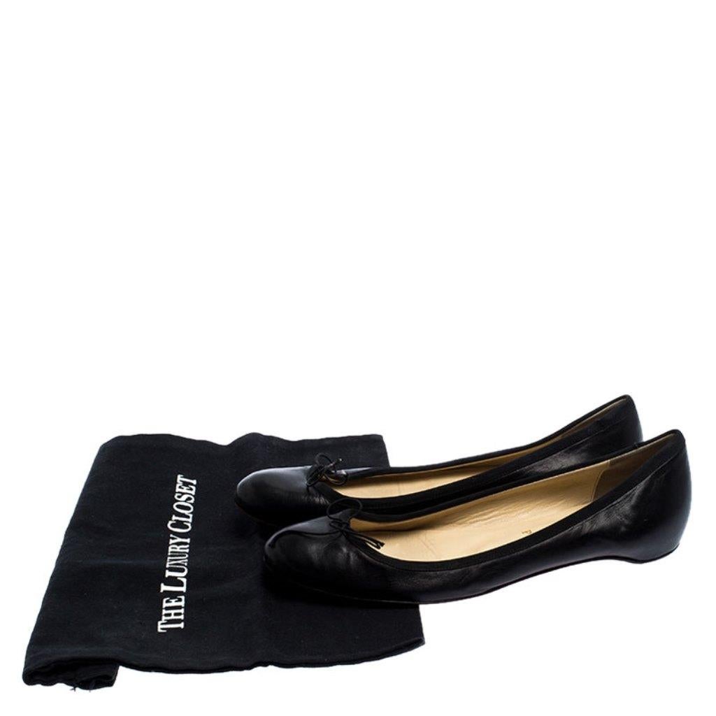 Christian Louboutin Black Leather Bow Ballet Flats Size 40.5 4