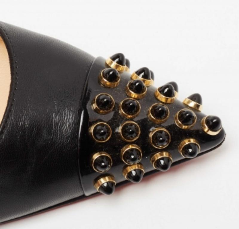 Christian Louboutin Black Leather Cabo Pumps Size 37.5 For Sale 3