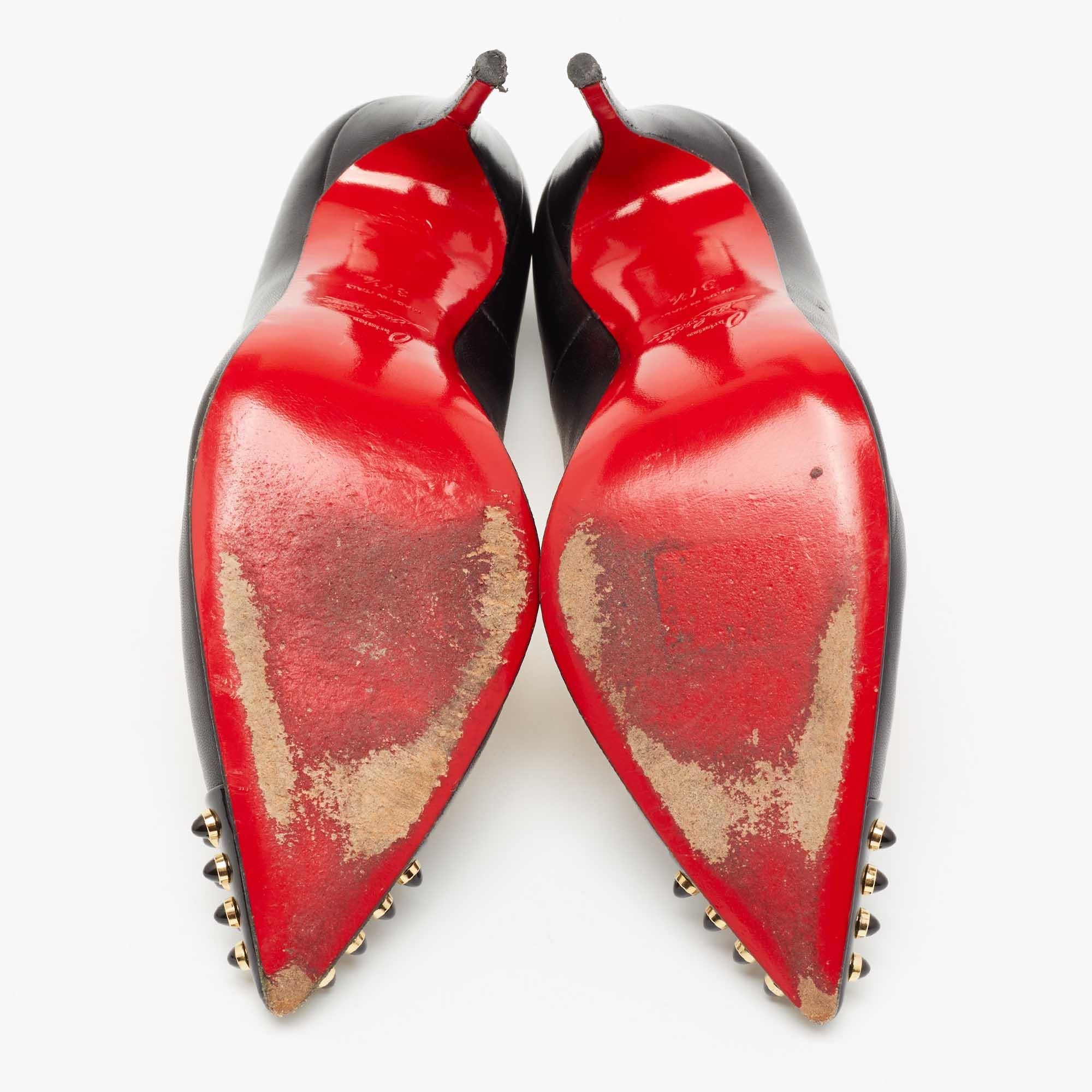 Christian Louboutin Black Leather Cabo Pumps Size 37.5 4