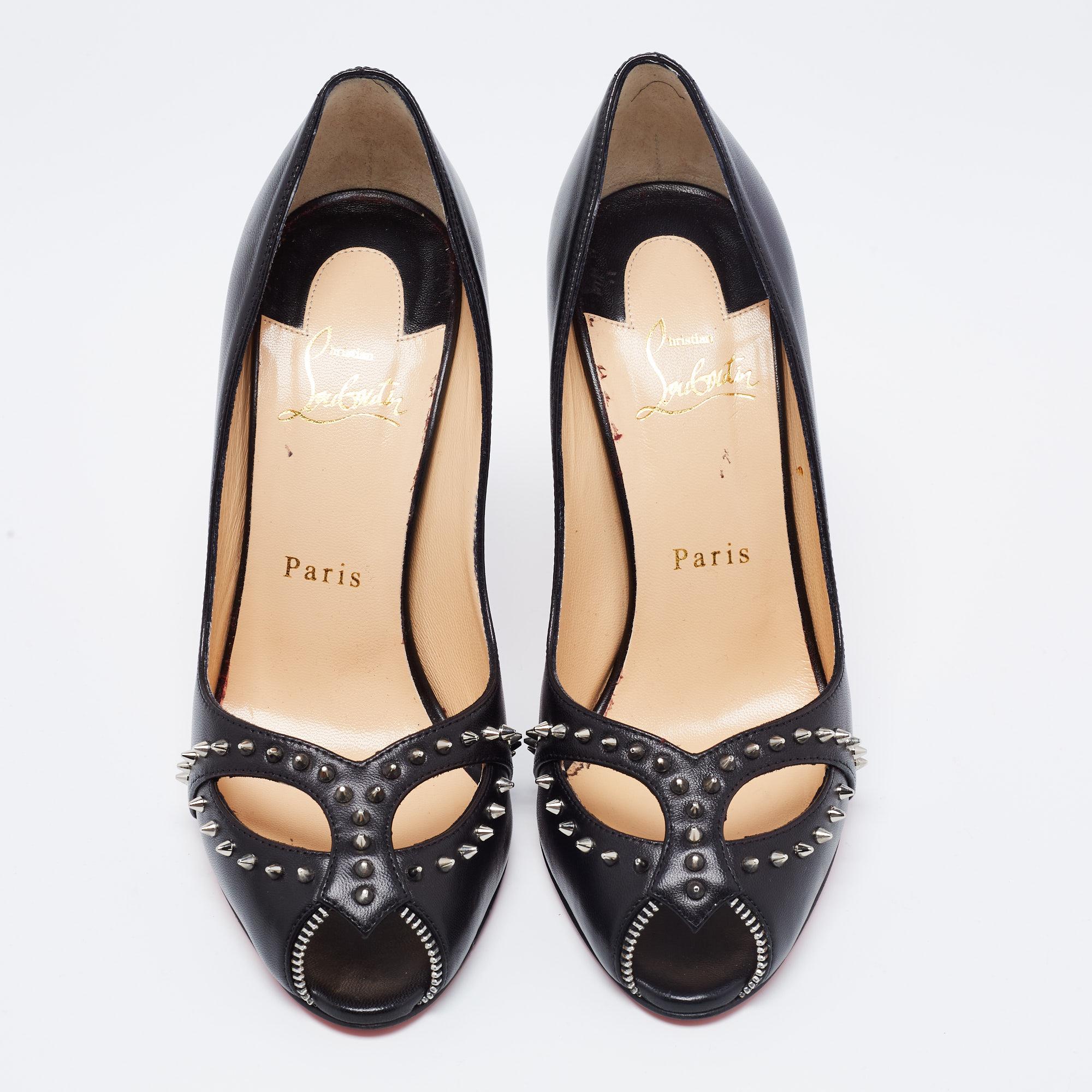 Think of statement shoes, and Christian Louboutin is one of the first names that comes to our minds. These exquisite pumps from the Parisian label are worth splurging on. Crafted from black leather, they carry peep toes and cut-out vamps that are