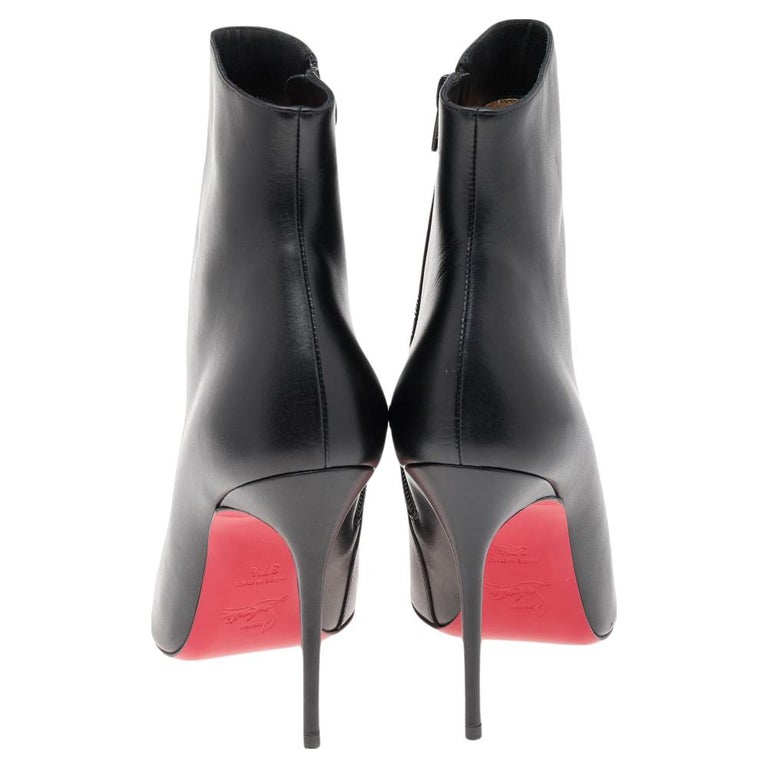 Christian Louboutin Black Leather Calamijane Pointed Toe Length Boots ...