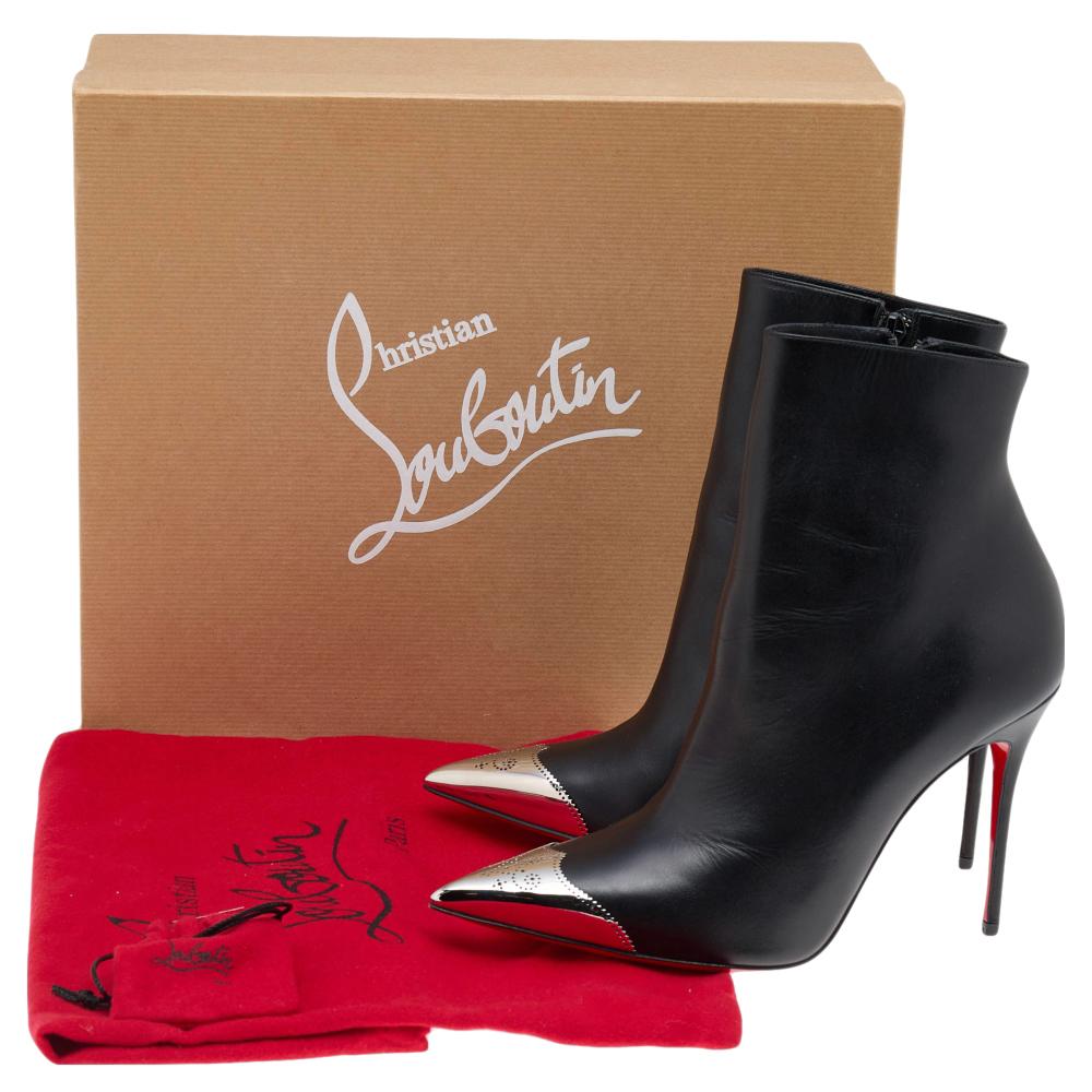Christian Louboutin Black Leather Calamijane Pointed Toe Length Boots Size 37.5 1