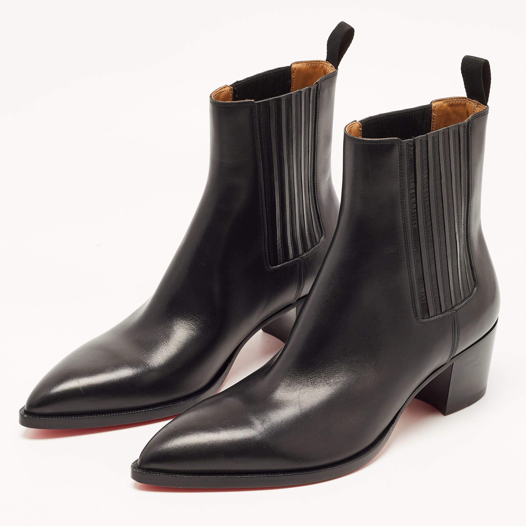Christian Louboutin Black Leather Chelsea Boots Size 43 2