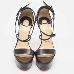 Christian Louboutin Black Leather Choca Sandals Size 37.5