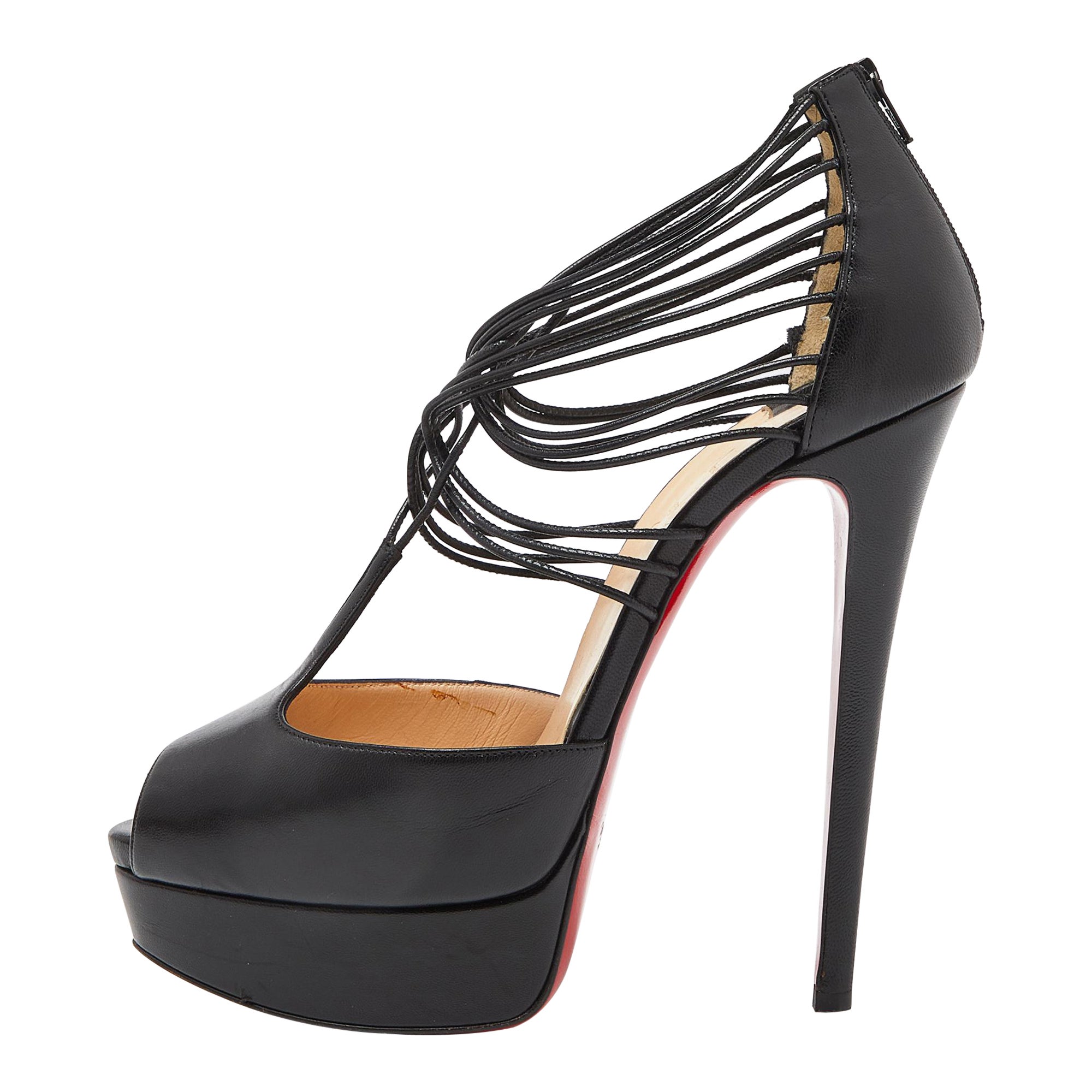 Christian Louboutin Sandalias Plataforma Confusalta Cuero Negro Talla 37.5
