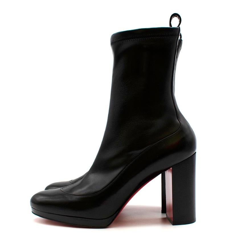 Christian Louboutin Black Leather Contrevent 100 Heeled Ankle Boots Size EU 39.5 In New Condition In London, GB