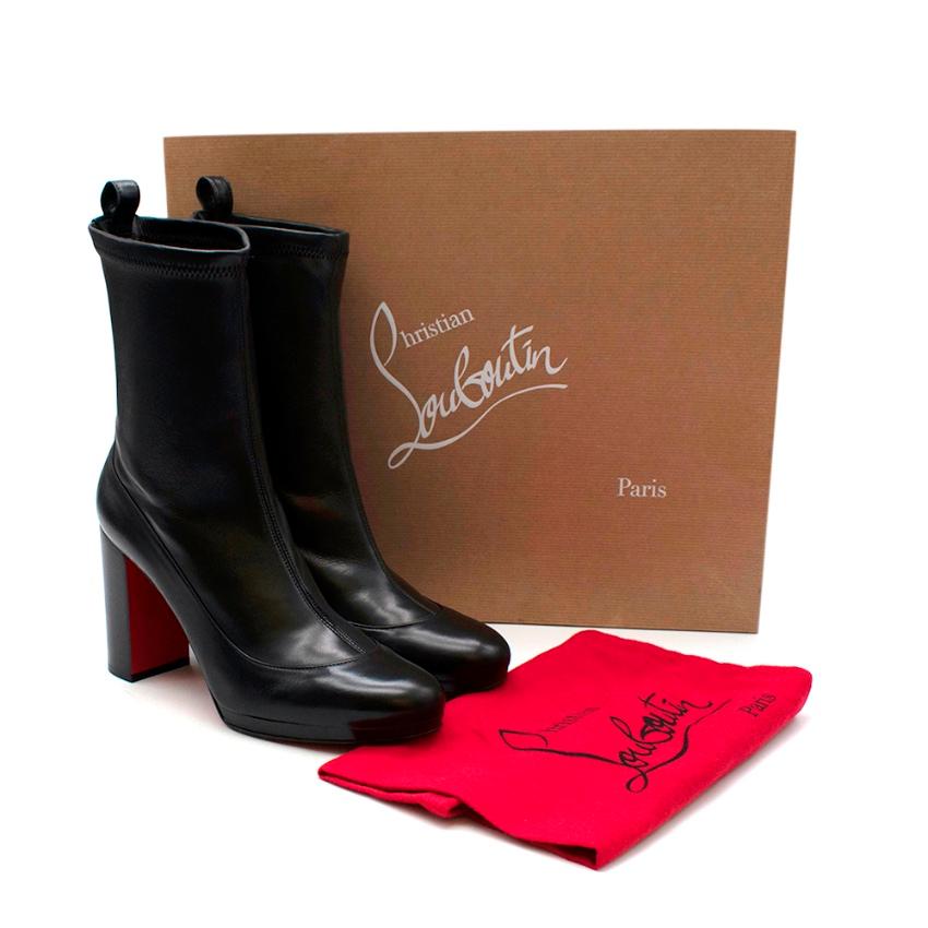 Christian Louboutin Black Leather Contrevent 100 Heeled Ankle Boots Size EU 39.5 4