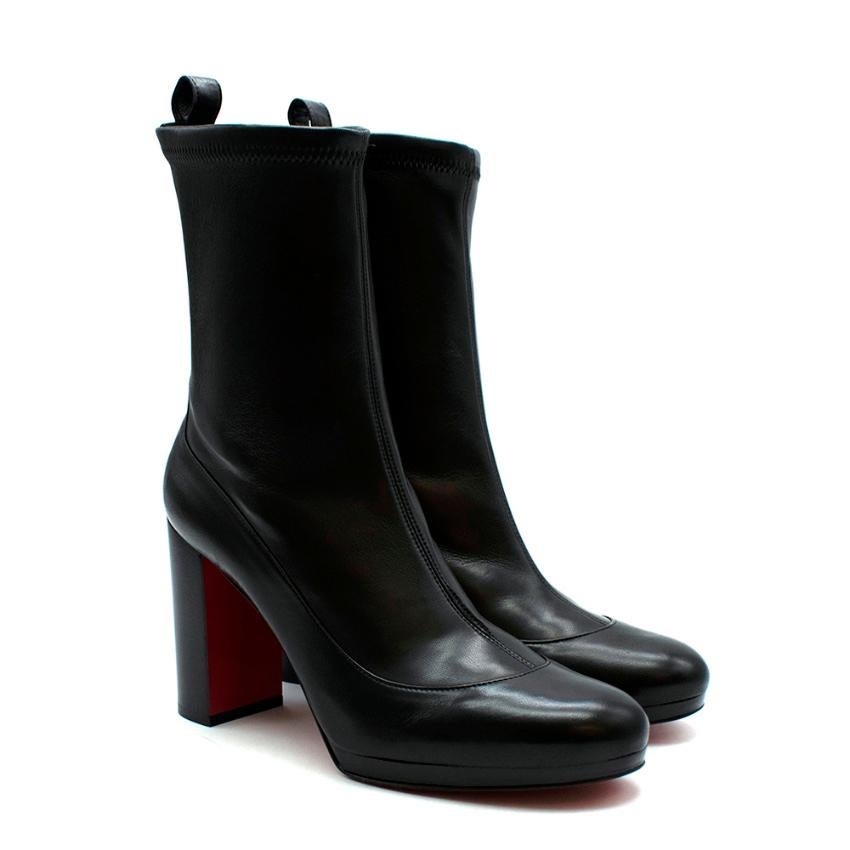 Christian Louboutin Black Leather Contrevent 100 Heeled Ankle Boots Size EU 39.5 5