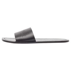Christian Louboutin Black Leather Coolraoul Flat Slides Size 42