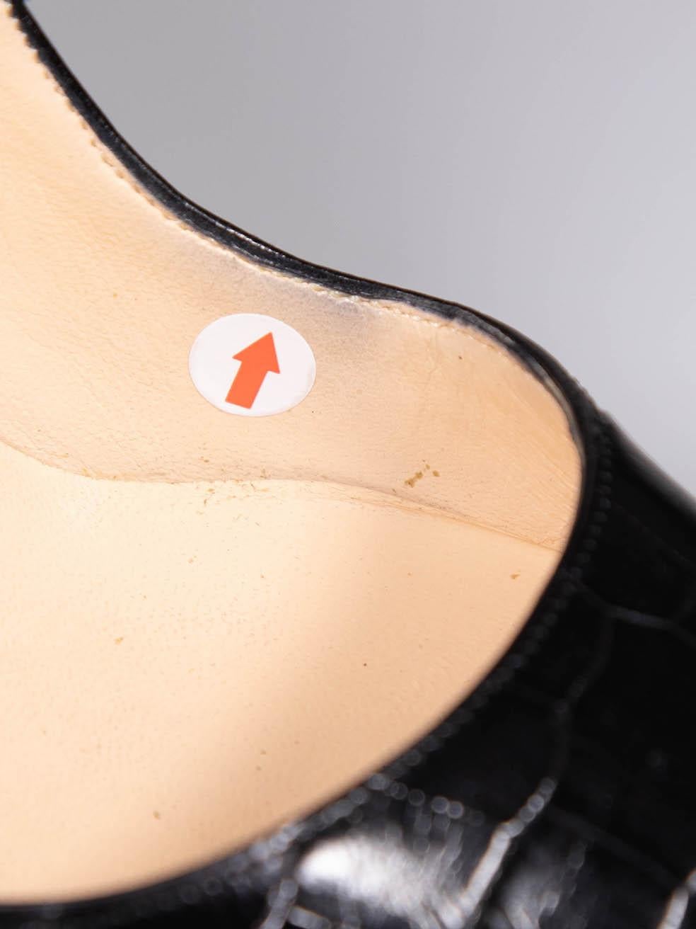 Christian Louboutin Black Leather Croc Lady Peep Heels Size IT 37 4