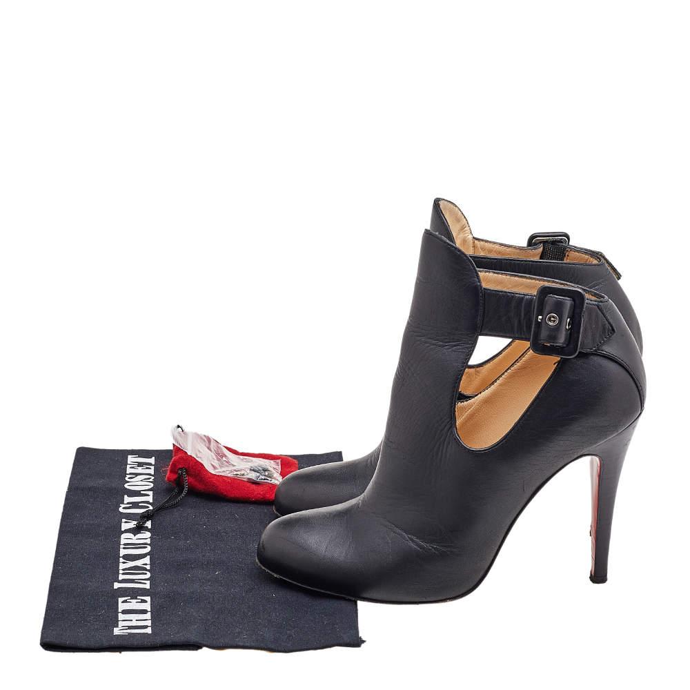 Christian Louboutin Black Leather Cut-Out Ankle Booties Size 36.5 For Sale 4