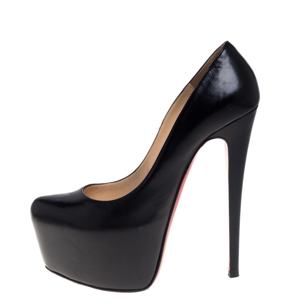 Christian Louboutin Black Leather Daffodile Platform Pumps Size 37 1