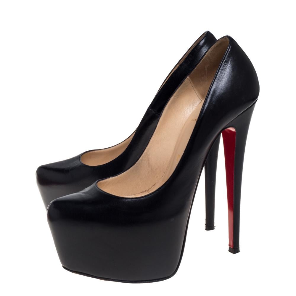 Christian Louboutin Black Leather Daffodile Platform Pumps Size 37 3