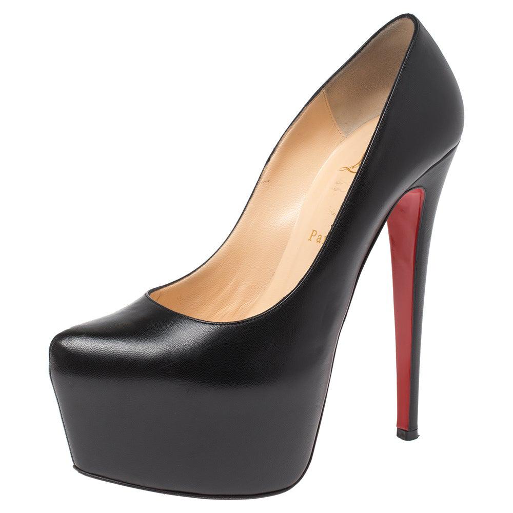 Christian Louboutin Black Leather Daffodile Platform Pumps Size 39.5