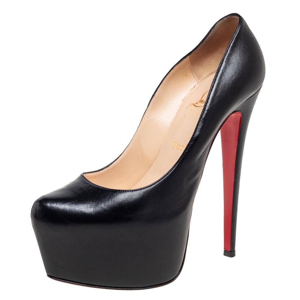 Christian Louboutin Black Leather Daffodile Pumps Size 38