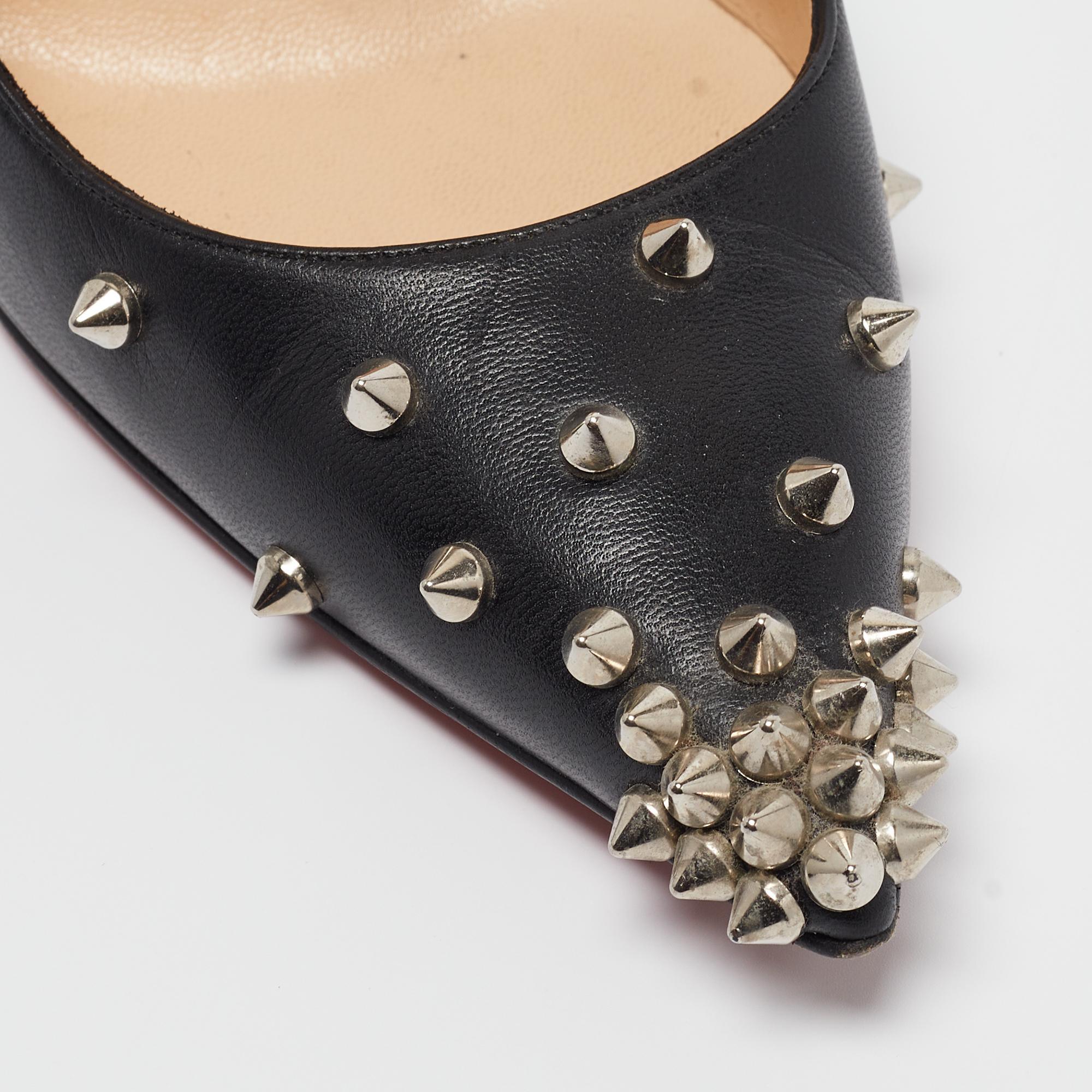 Christian Louboutin Black Leather Degraspike Pumps 38 For Sale 3