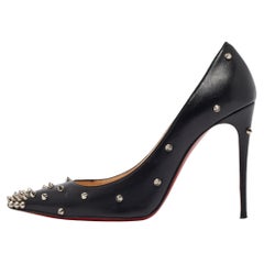 Christian Louboutin Black Leather Degraspike Pumps 38