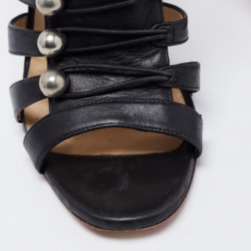 Christian Louboutin Schwarz Leder Denis Caged Sandalen Größe 39.5 im Angebot 1