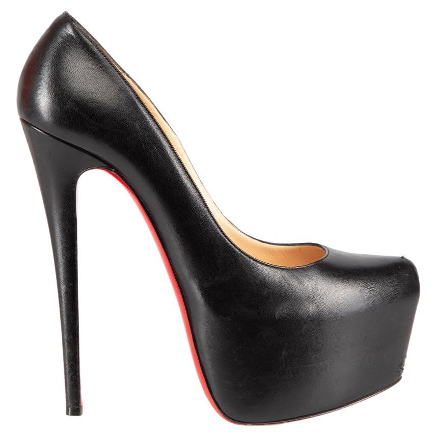 Christian Louboutin Black Leather Dolly Heels Size IT 39 For Sale