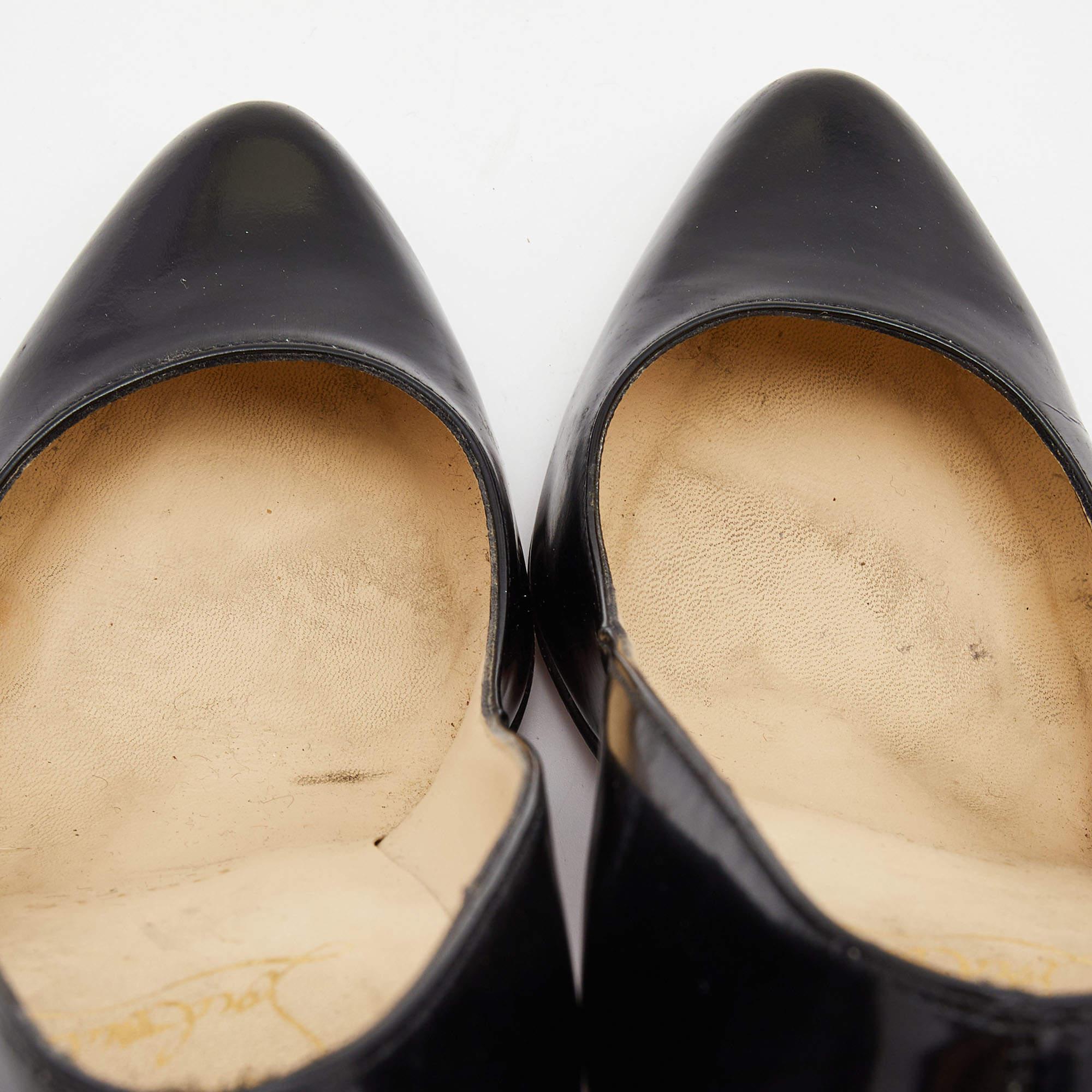 Women's Christian Louboutin Black Leather Elisa Pumps Size 37.5
