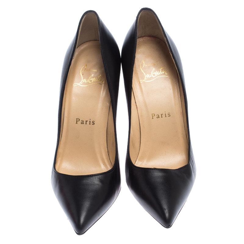 Exuding elegance, these Christian Louboutin pumps are exceptional in design and appeal. Crafted in leather, the pointed-toe pumps are covered in black. They are lined in leather and elevated on 9.5 cm heels.

Includes: Original Dustbag

