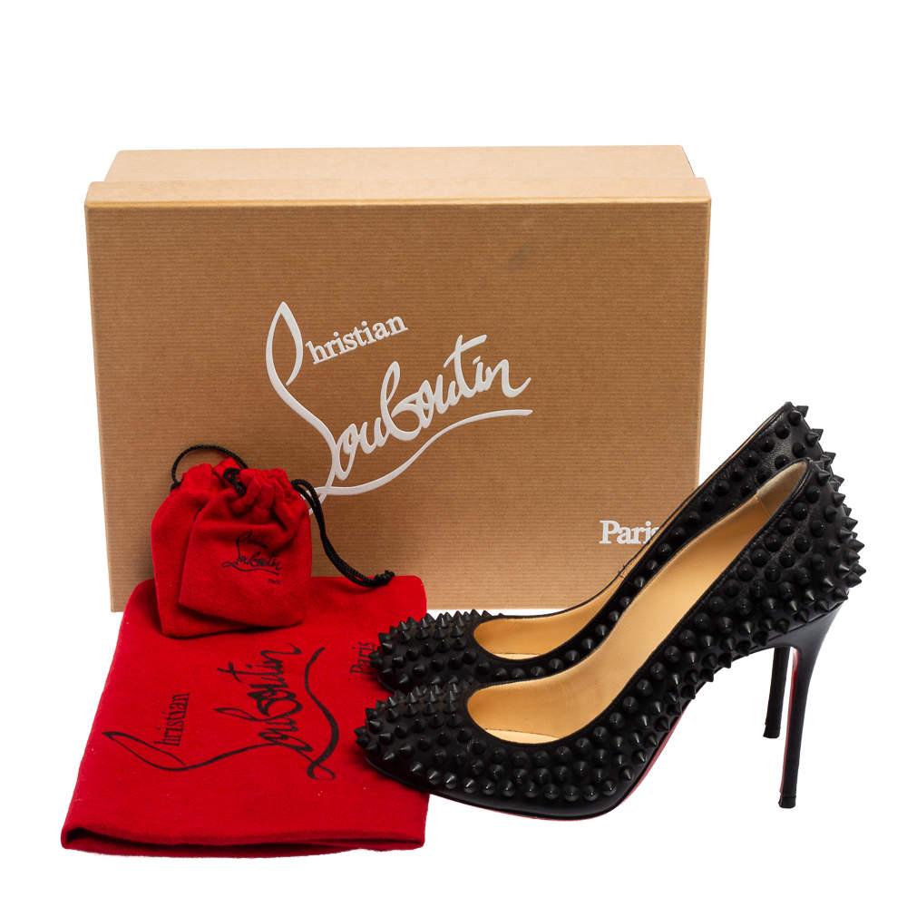 Christian Louboutin Black Leather Fifi Spikes Pumps Size 36 For Sale 1