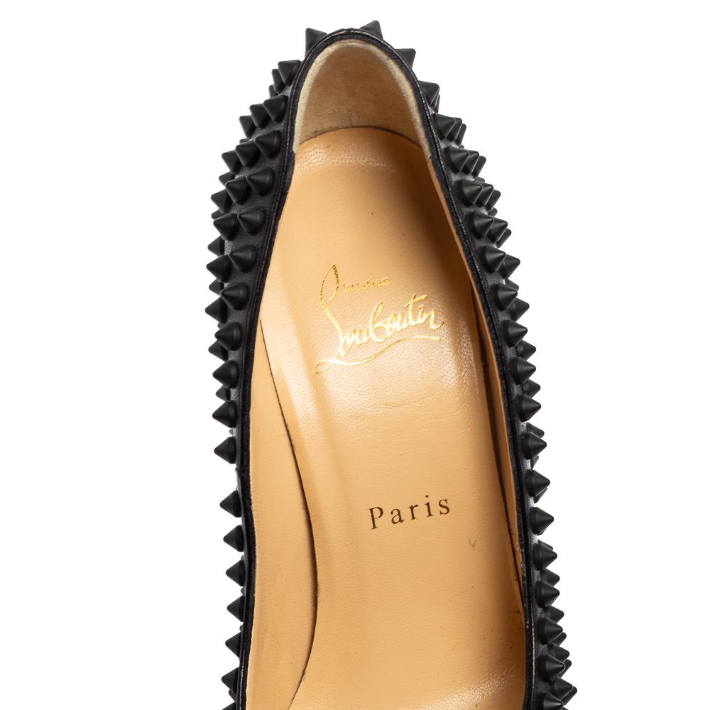 Women's Christian Louboutin Black Leather Fifi Spikes Pumps Size 36 For Sale
