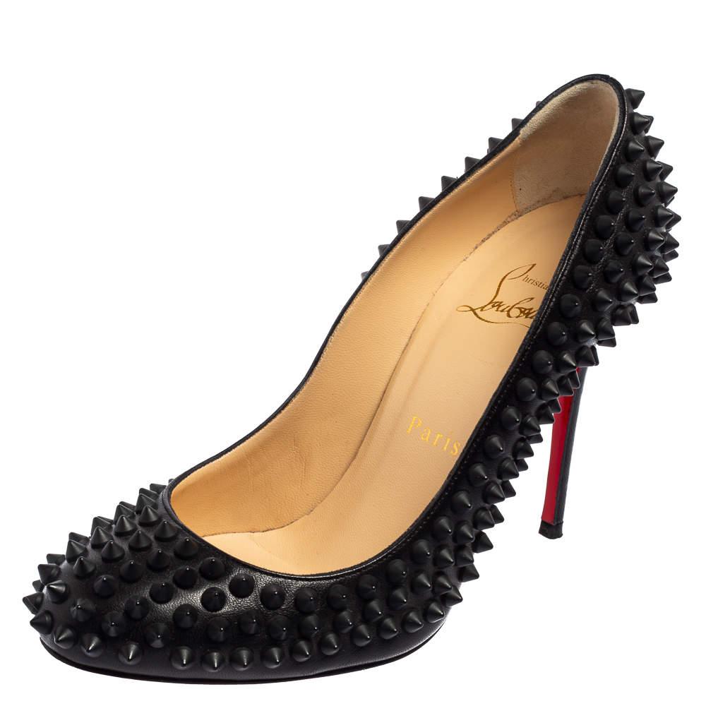 Christian Louboutin Black Leather Fifi Spikes Pumps Size 36 For Sale 3