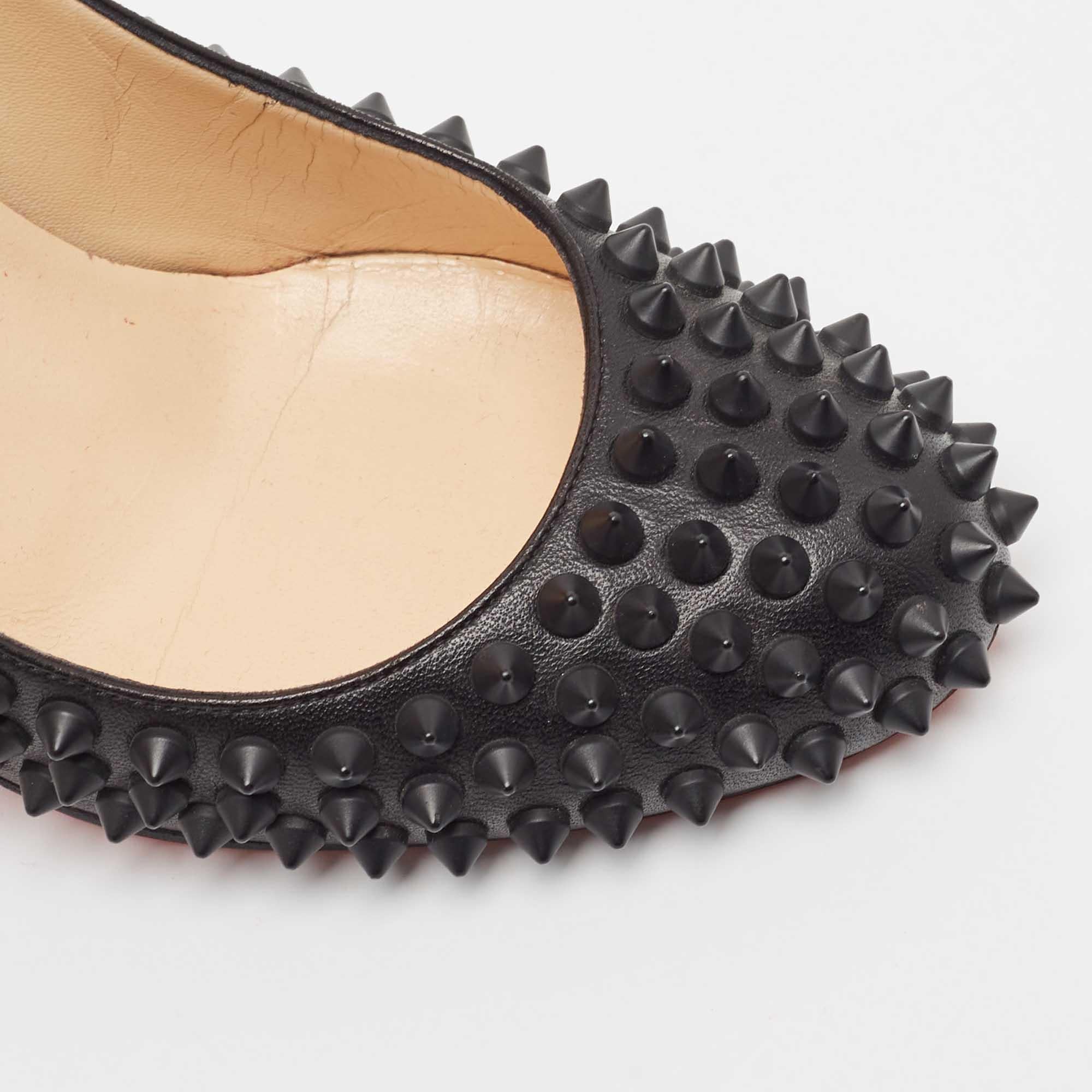Christian Louboutin Black Leather Fifi Spikes Pumps Size 36.5 For Sale 2