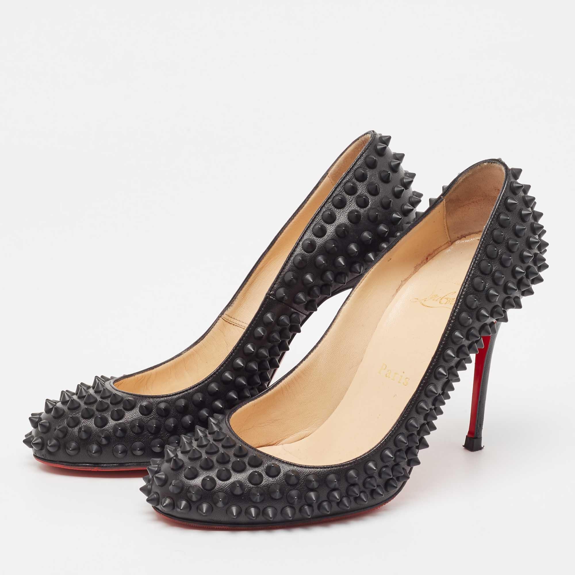 Christian Louboutin Black Leather Fifi Spikes Pumps Size 36.5 For Sale 4