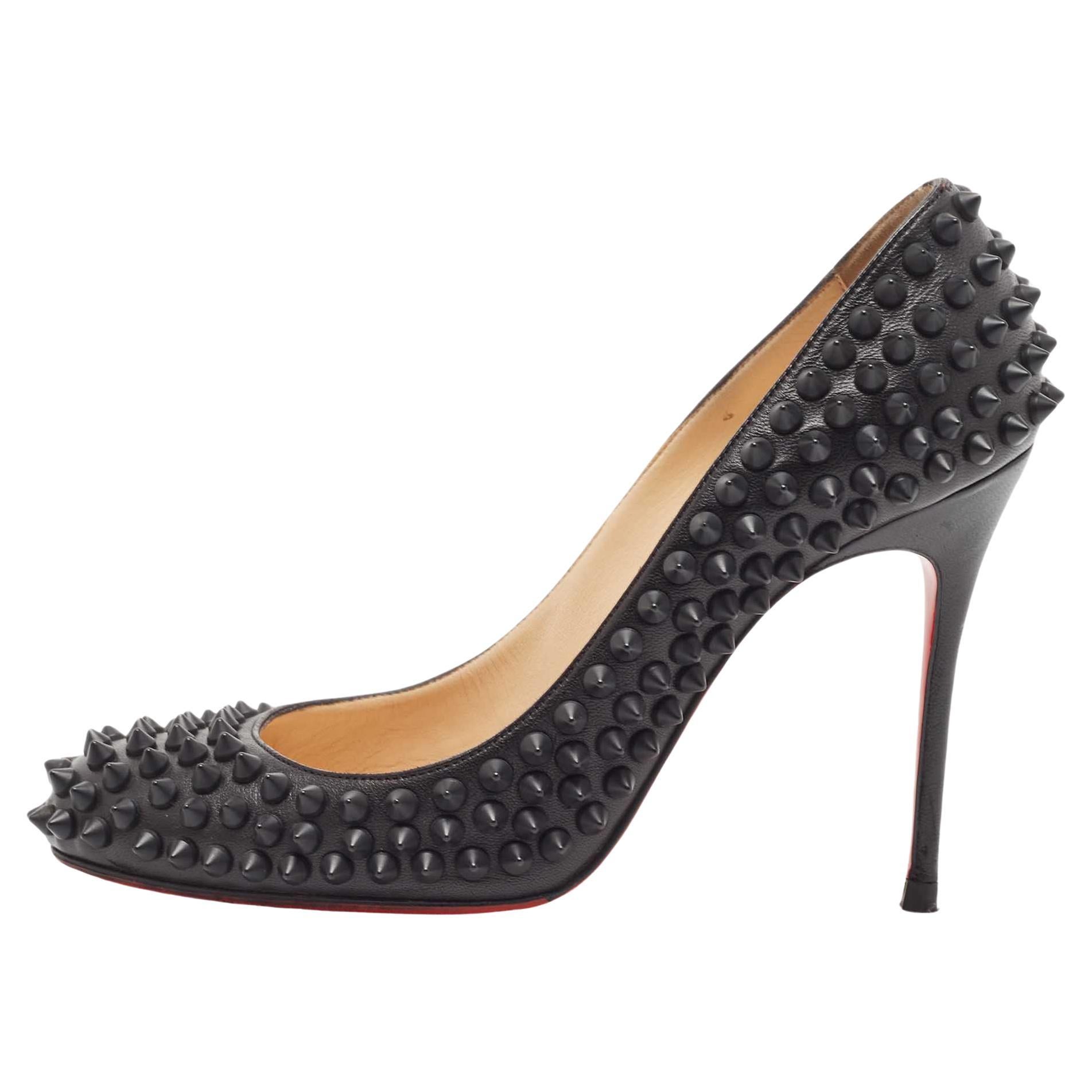 Christian Louboutin Black Leather Fifi Spikes Pumps Size 36.5 For Sale