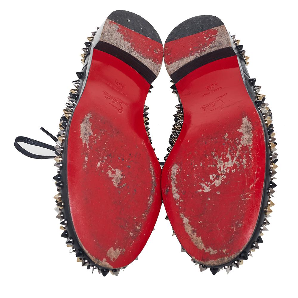Donna Christian Louboutin - Oxfords in pelle nera Freddy Spike Lace-Up Taglia 39,5