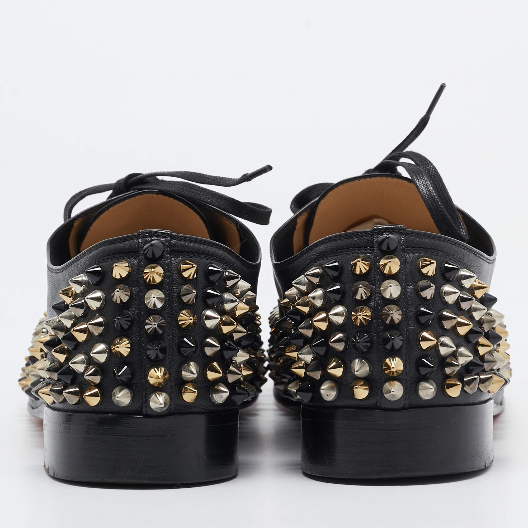 Donna Christian Louboutin - Freddy Spike Oxfords in pelle nera - misura 40,5 in vendita