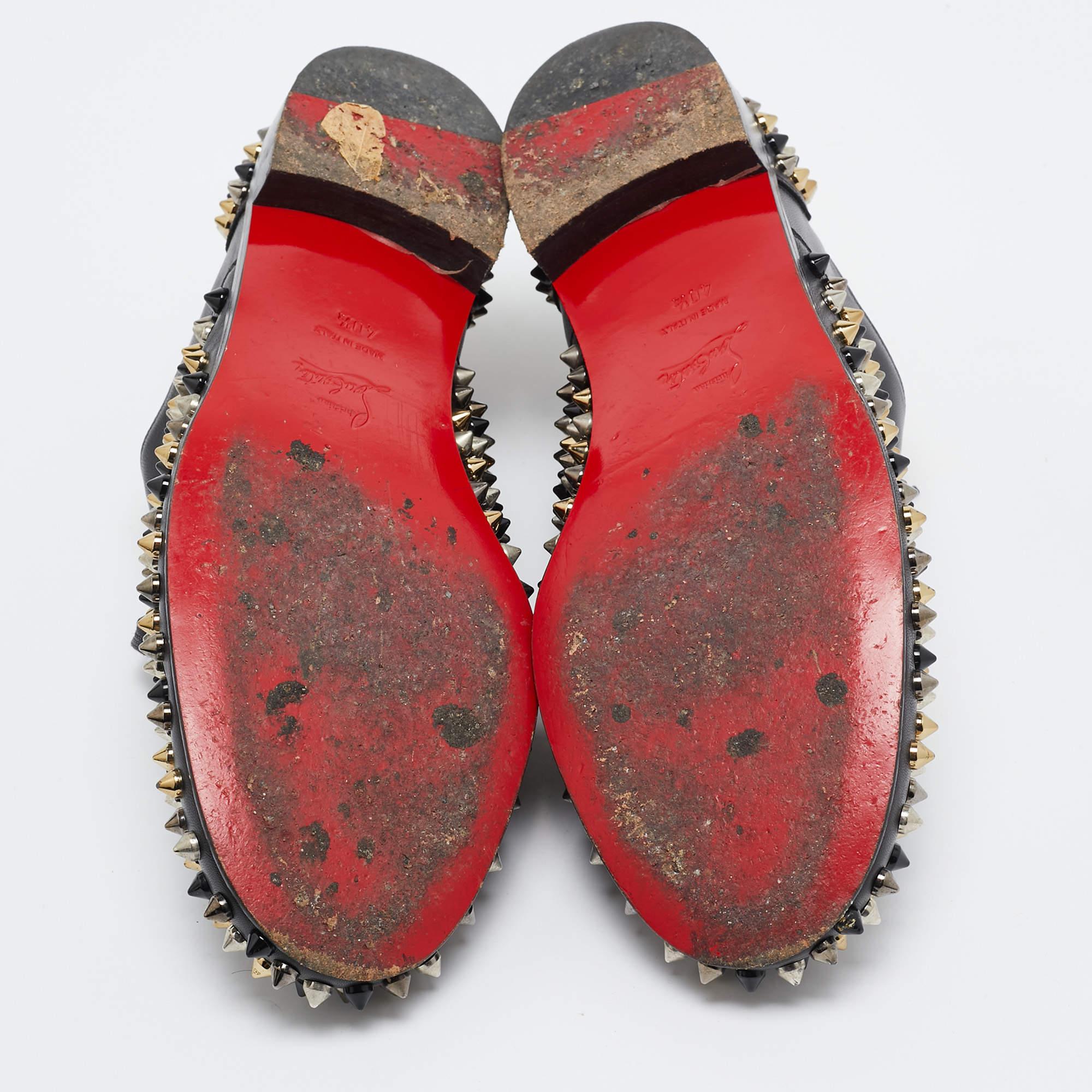 Christian Louboutin - Freddy Spike Oxfords in pelle nera - misura 40,5 in vendita 1